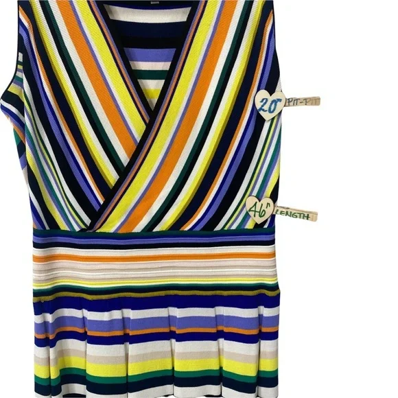 SOLD MILLY Multicolor Knit V-Neck Midi Dress Size Large - Picture 4 of 7